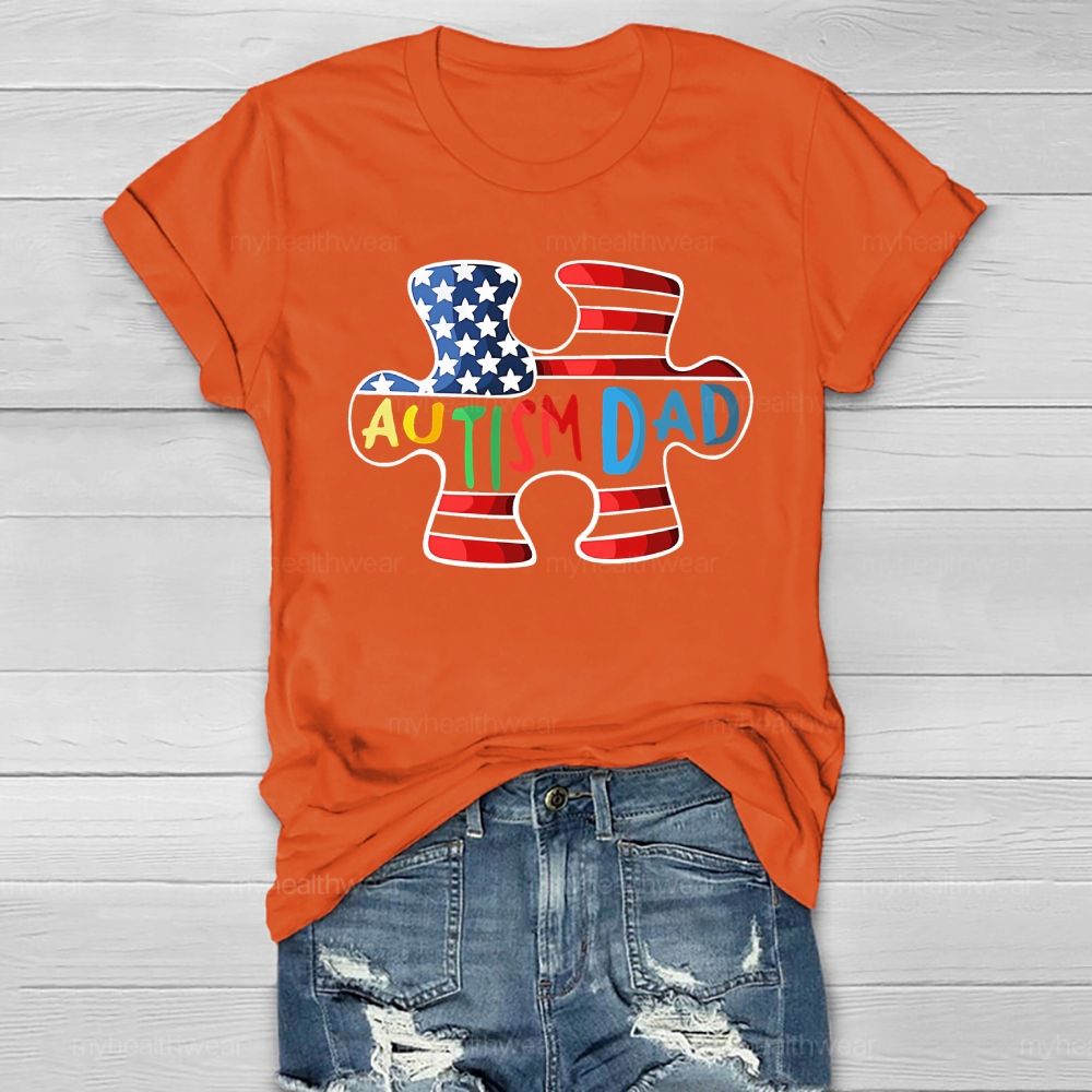Personalized Autism Dad Puzzle Healthwear T-shirt