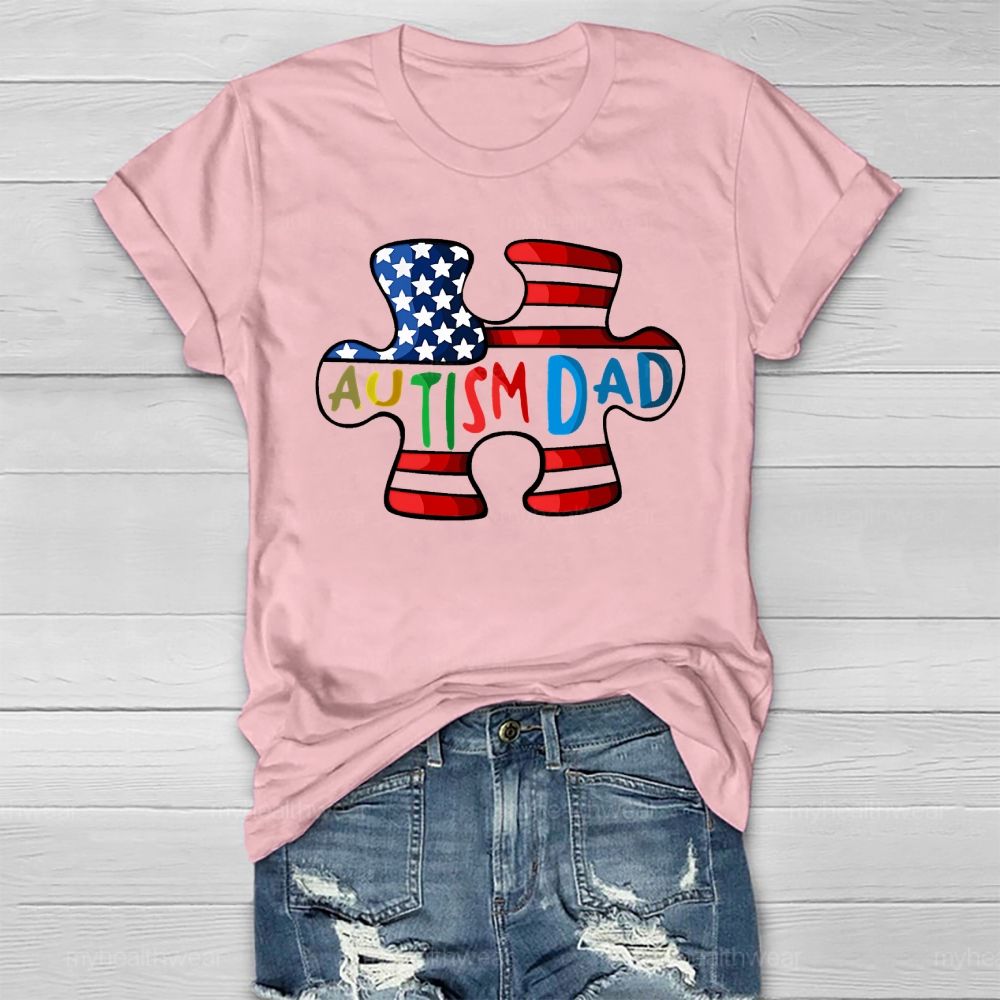Personalized Autism Dad Puzzle Healthwear T-shirt