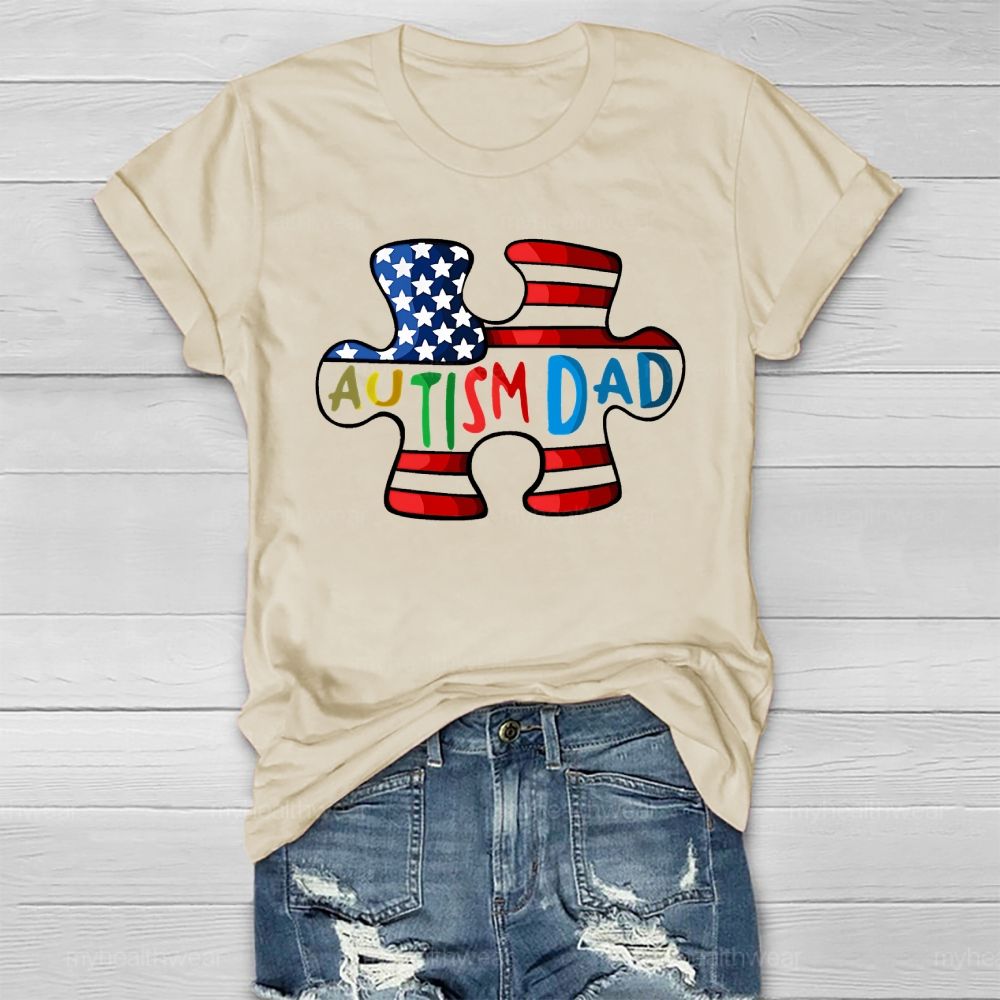 Personalized Autism Dad Puzzle Healthwear T-shirt