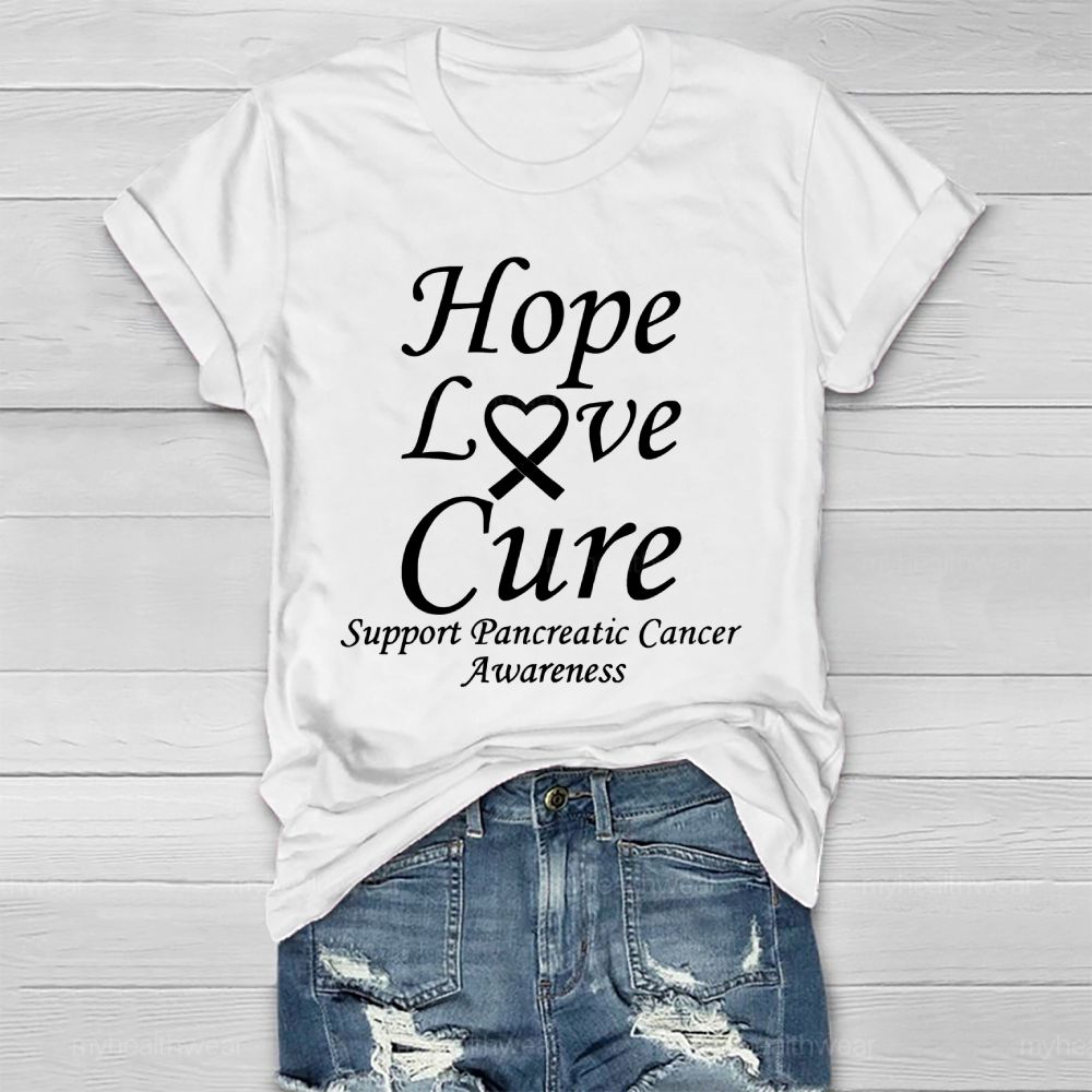 Peace Love Cure Support  Pancreatic Cancer Healthwear T-shirt