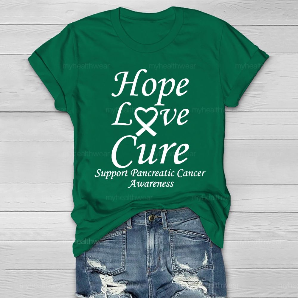 Peace Love Cure Support  Pancreatic Cancer Healthwear T-shirt
