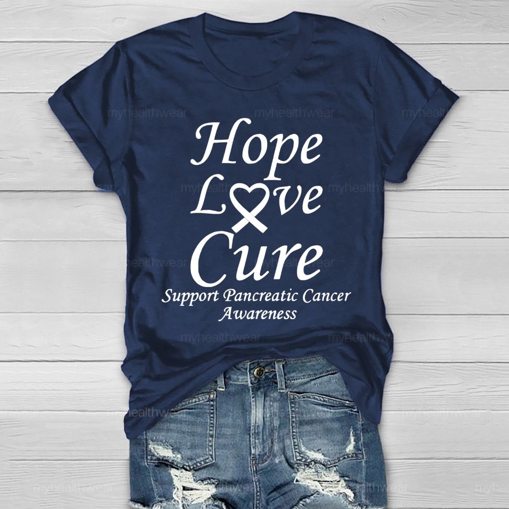 Peace Love Cure Support  Pancreatic Cancer Healthwear T-shirt