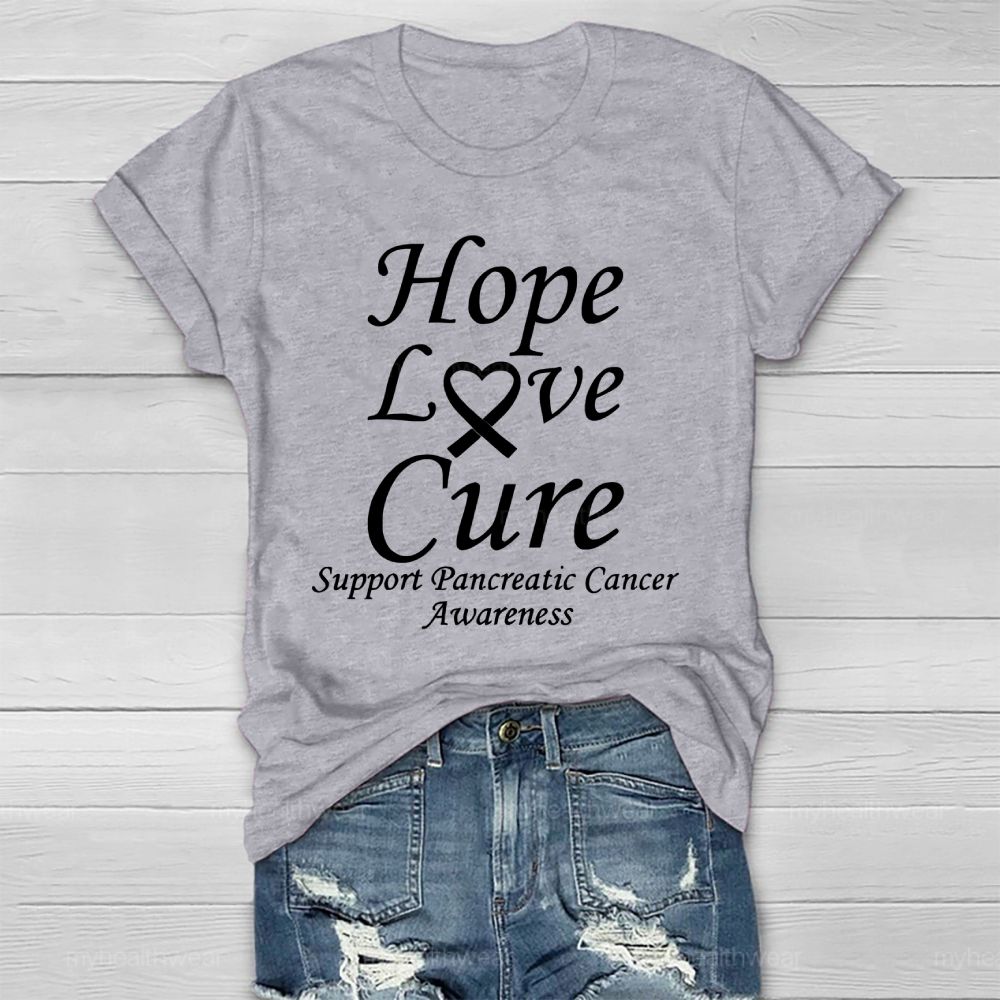 Peace Love Cure Support  Pancreatic Cancer Healthwear T-shirt