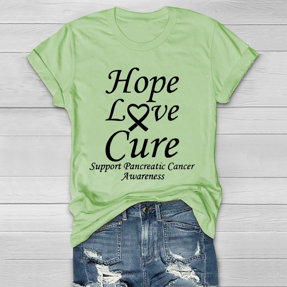 Peace Love Cure Support  Pancreatic Cancer Healthwear T-shirt