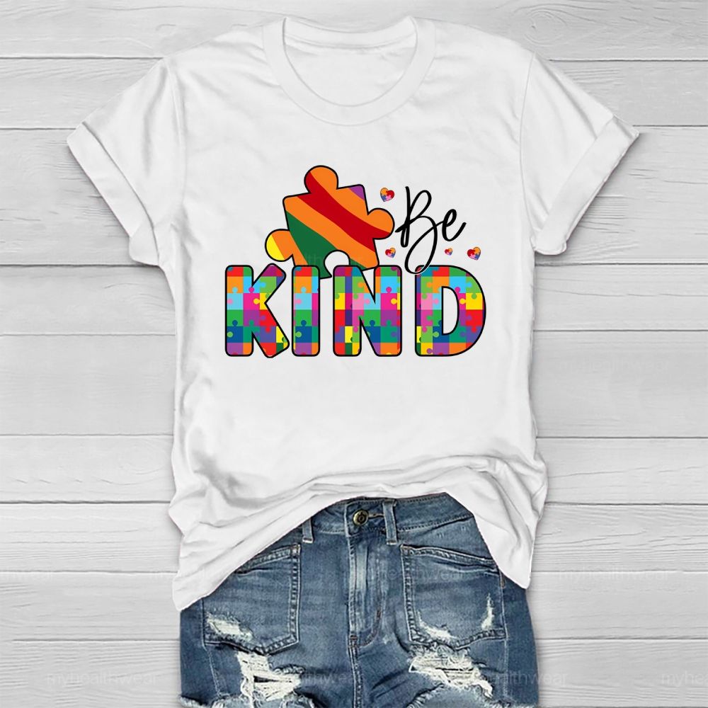 Be Kind Colorful Puzzle Healthwear T-shirt