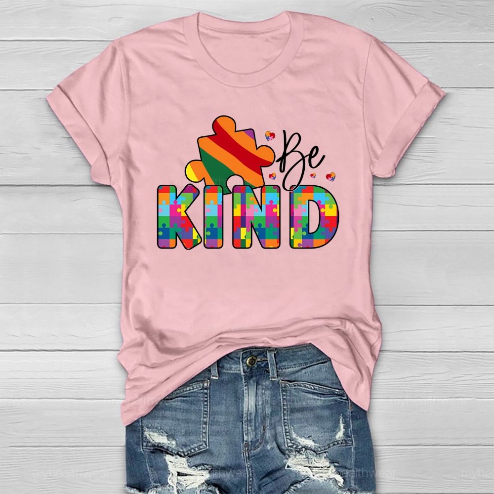 Be Kind Colorful Puzzle Healthwear T-shirt