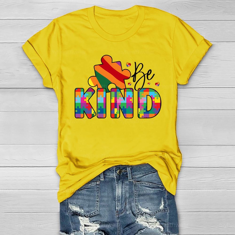 Be Kind Colorful Puzzle Healthwear T-shirt