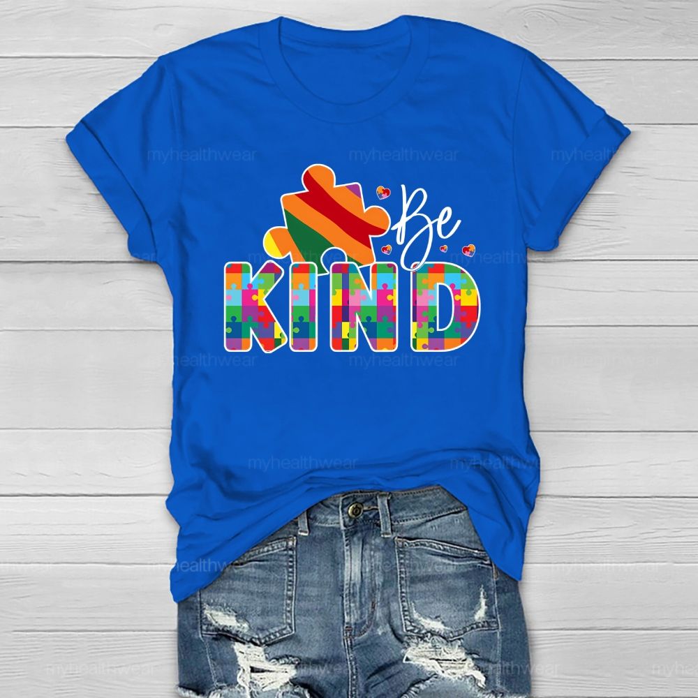 Be Kind Colorful Puzzle Healthwear T-shirt