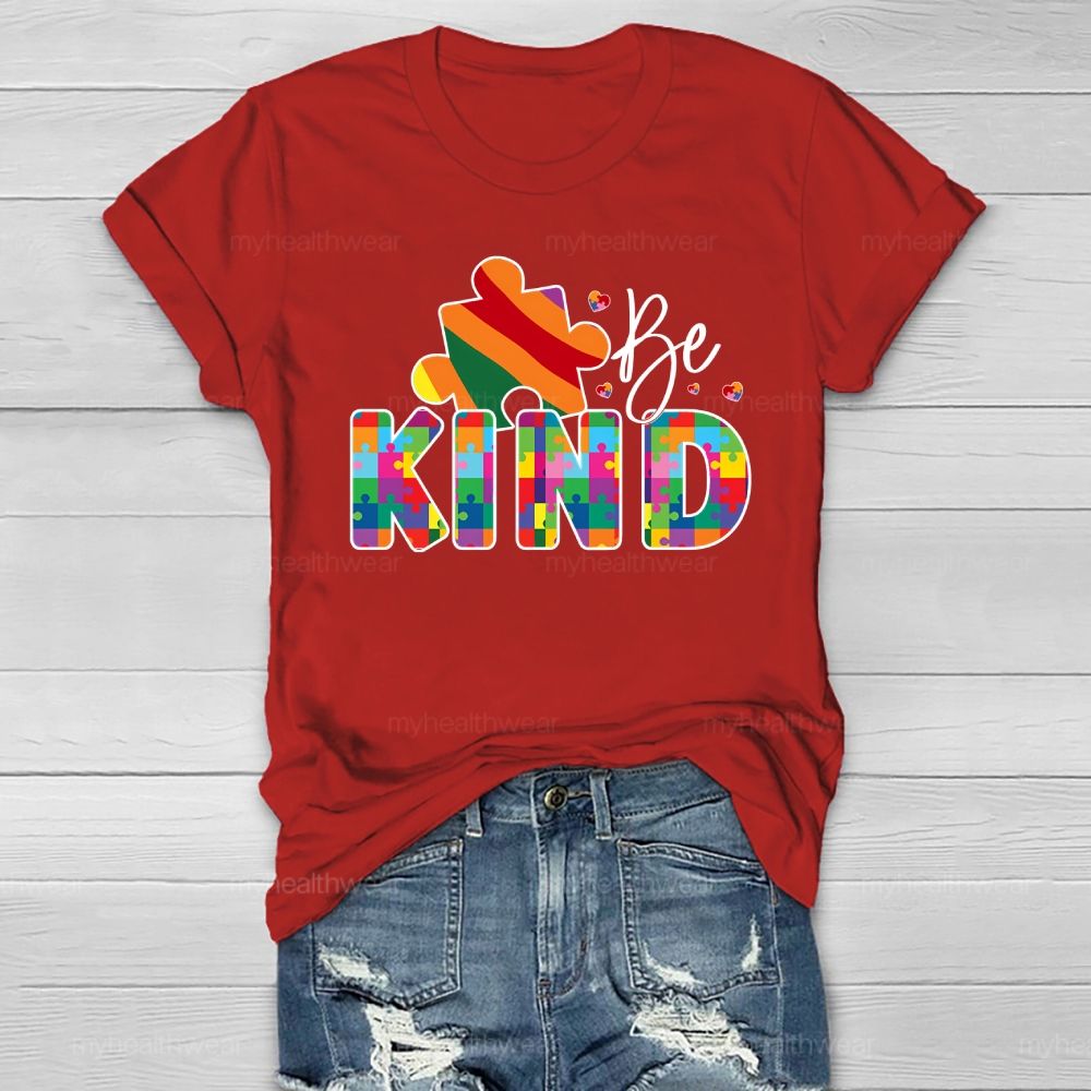 Be Kind Colorful Puzzle Healthwear T-shirt