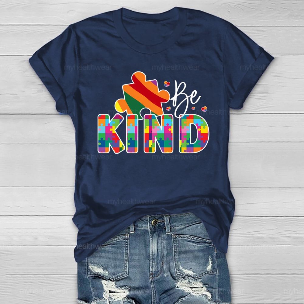 Be Kind Colorful Puzzle Healthwear T-shirt