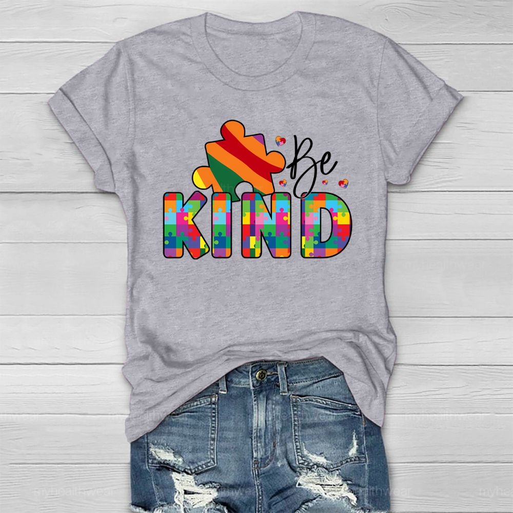 Be Kind Colorful Puzzle Healthwear T-shirt