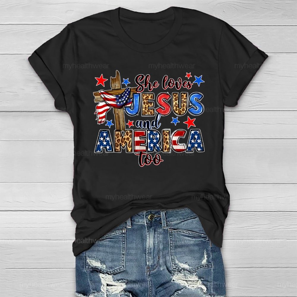 She Loves Jesus And America Too Healthwear T-shirt