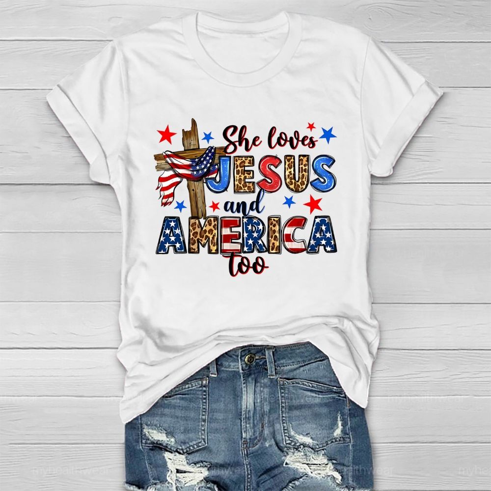 She Loves Jesus And America Too Healthwear T-shirt