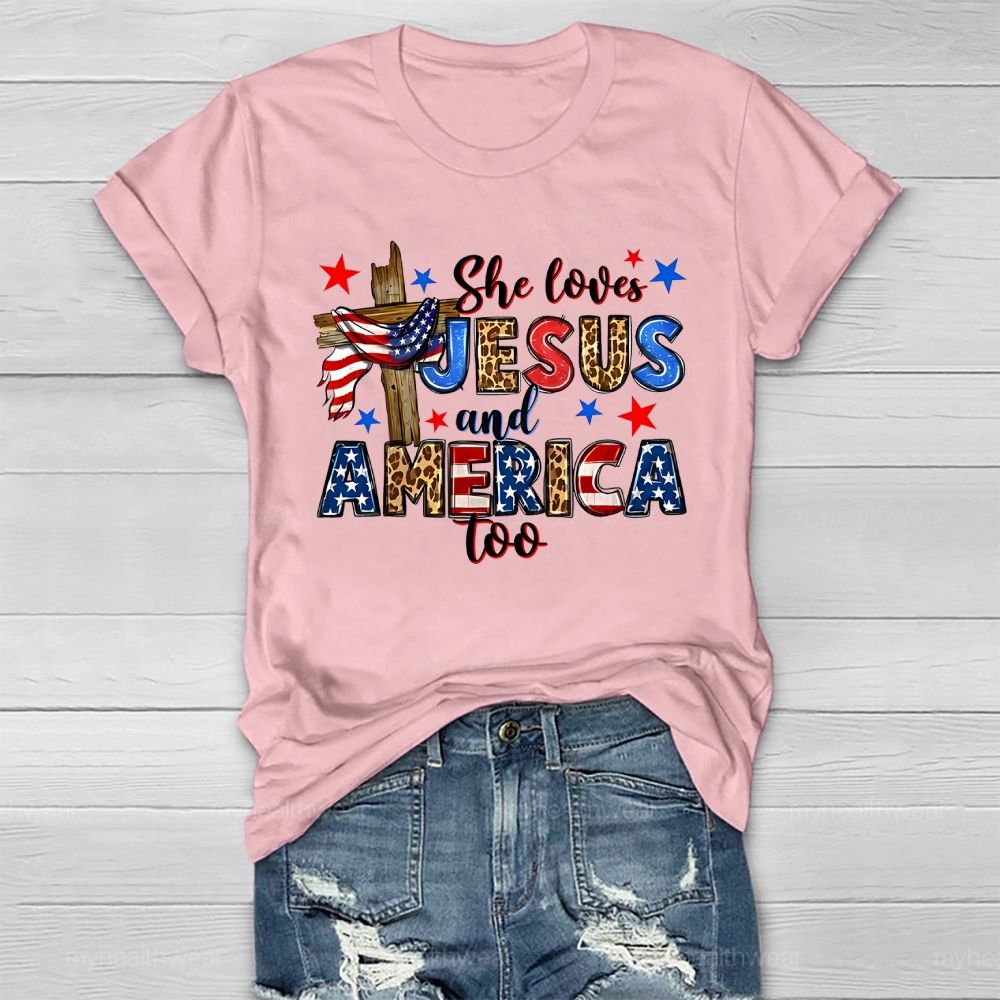 She Loves Jesus And America Too Healthwear T-shirt
