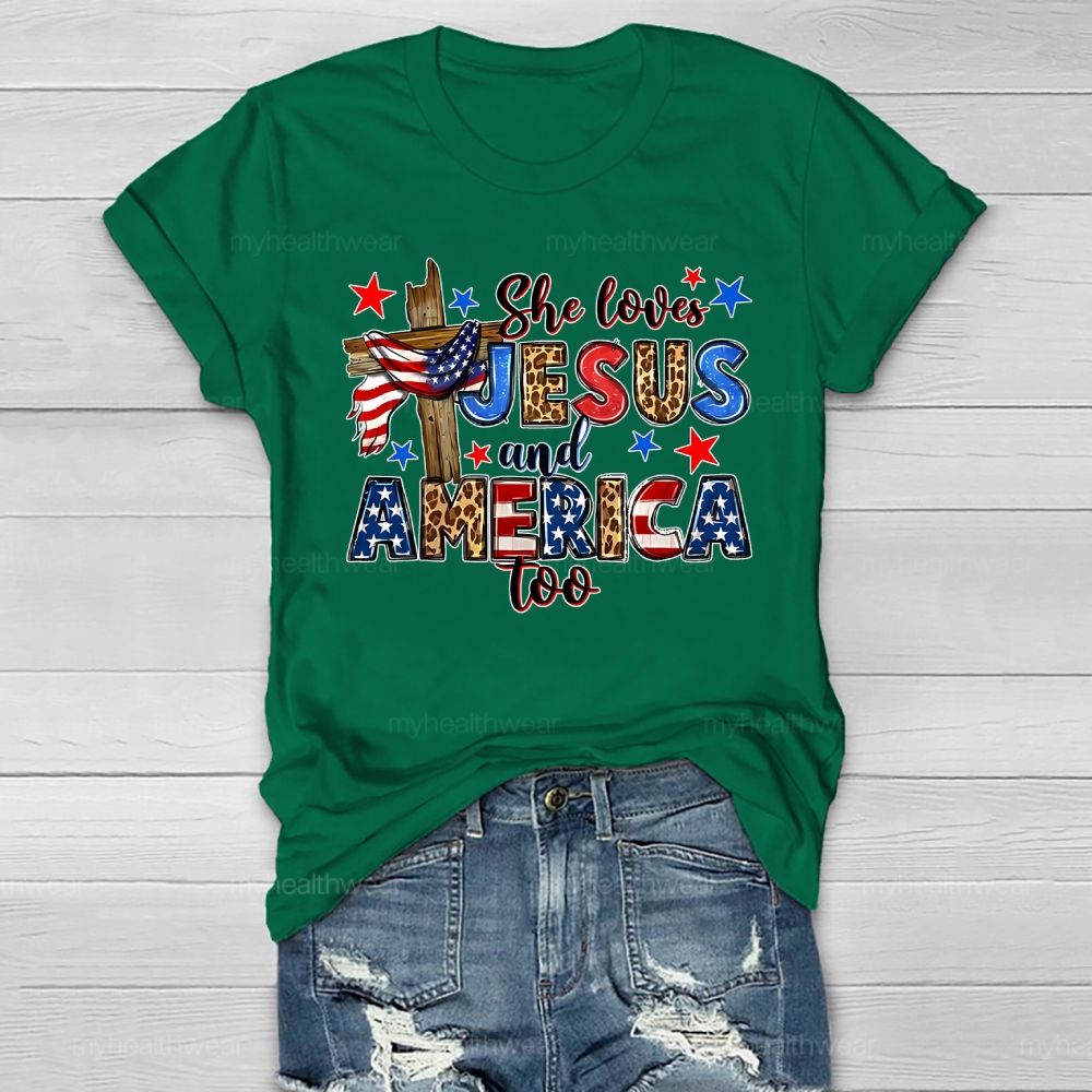 She Loves Jesus And America Too Healthwear T-shirt