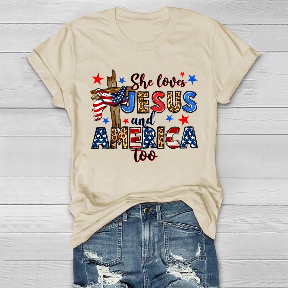 She Loves Jesus And America Too Healthwear T-shirt