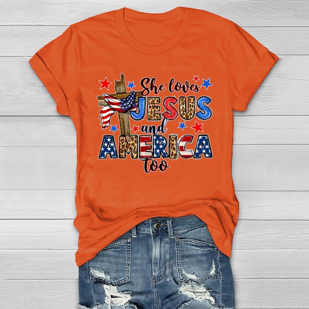 She Loves Jesus And America Too Healthwear T-shirt