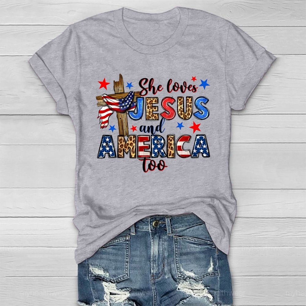 She Loves Jesus And America Too Healthwear T-shirt