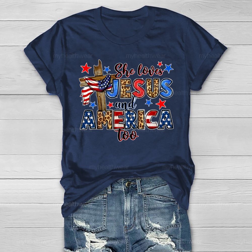 She Loves Jesus And America Too Healthwear T-shirt