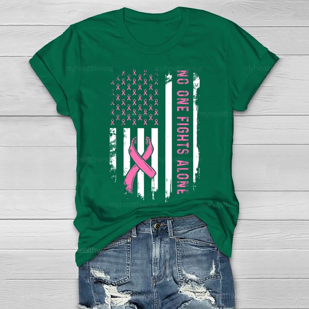 No One Fights Alone Pink Ribbon Healthwear T-shirt