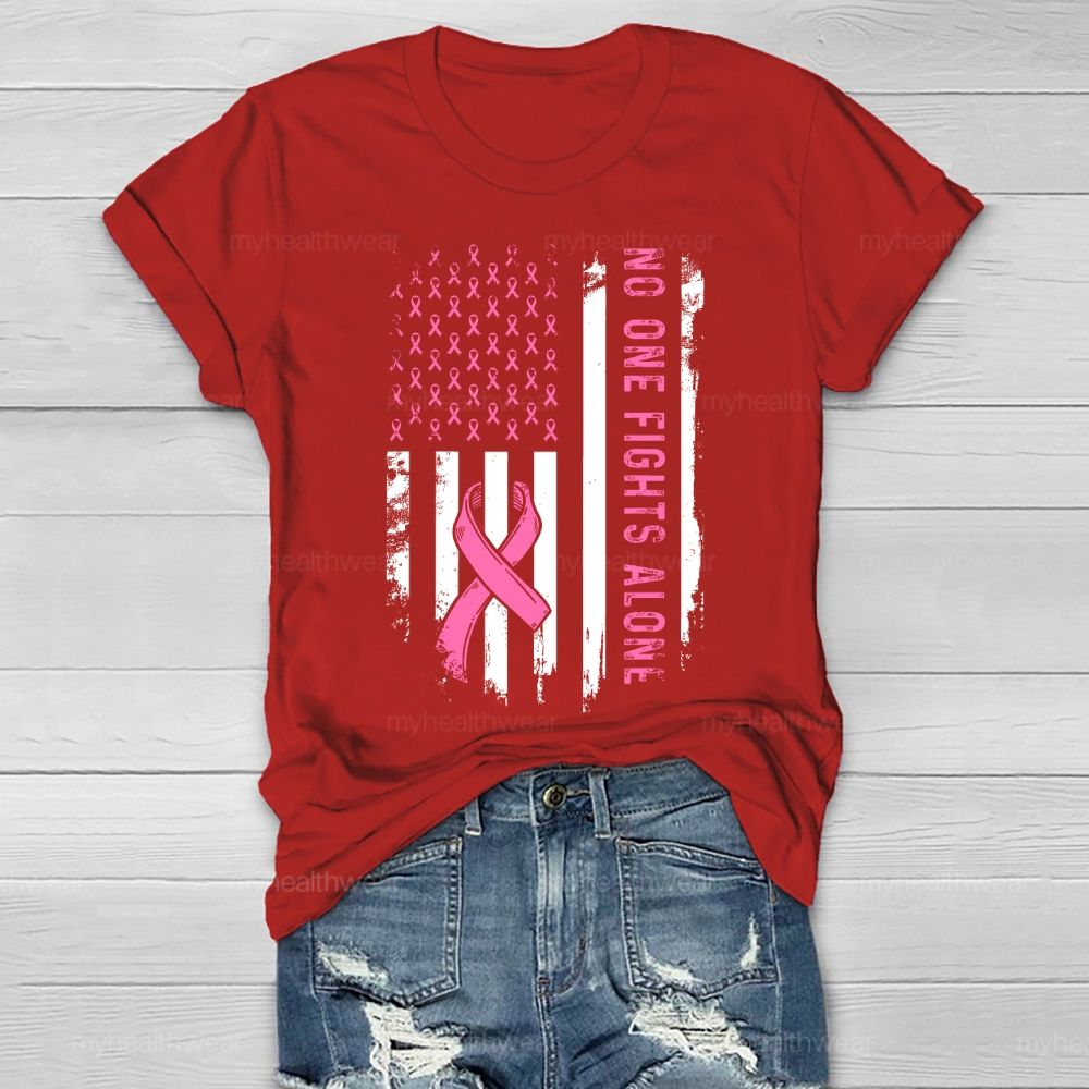 No One Fights Alone Pink Ribbon Healthwear T-shirt