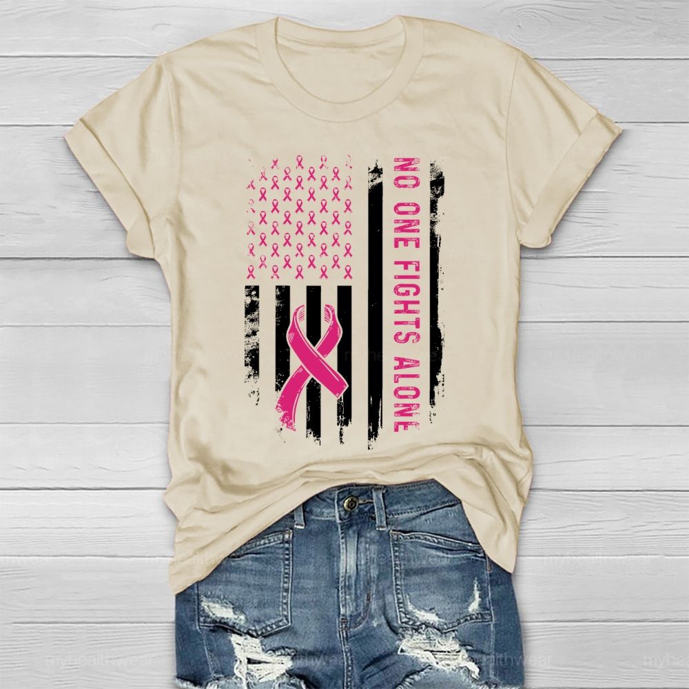 No One Fights Alone Pink Ribbon Healthwear T-shirt