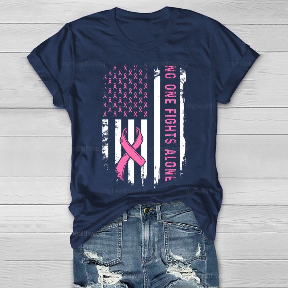 No One Fights Alone Pink Ribbon Healthwear T-shirt