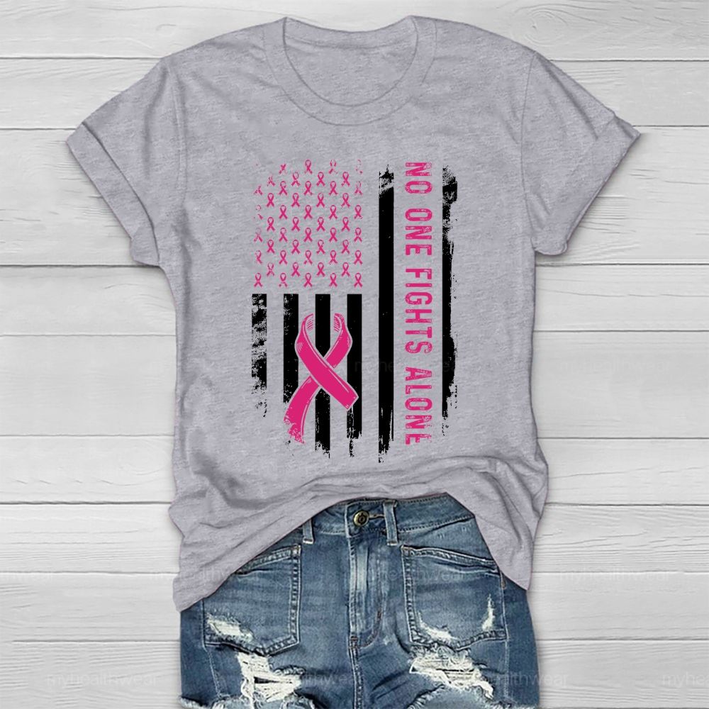 No One Fights Alone Pink Ribbon Healthwear T-shirt