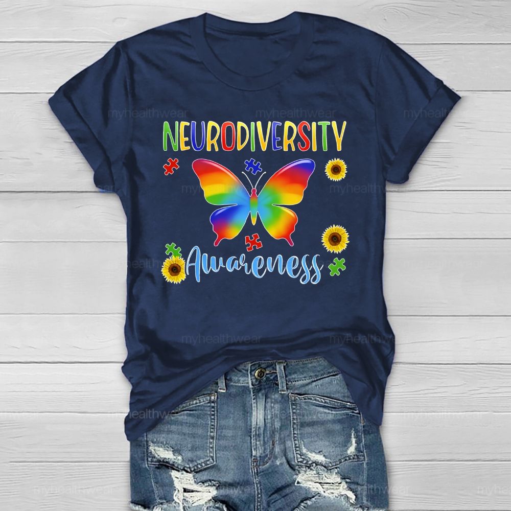 Neurodiversity Awareness Butterfly Healthwear T-shirt