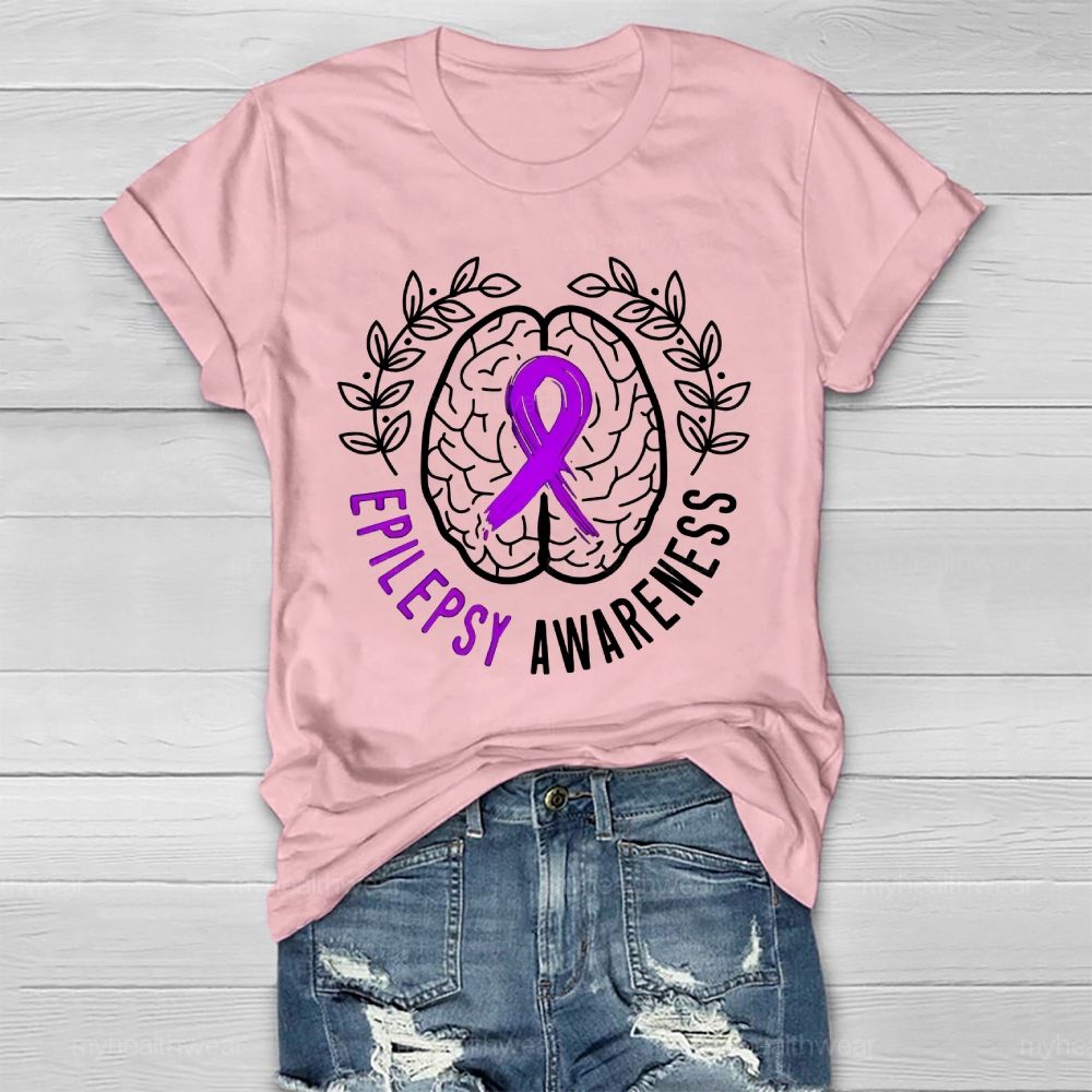 Epilepsy Awareness Purple Ribbon Brain Healthwear T-shirt