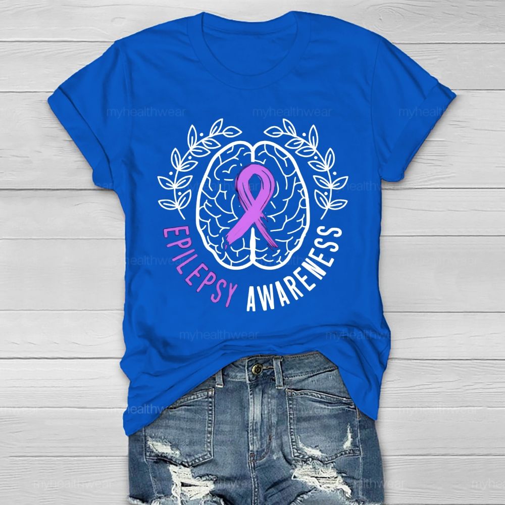 Epilepsy Awareness Purple Ribbon Brain Healthwear T-shirt