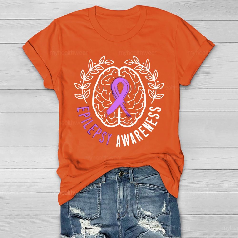Epilepsy Awareness Purple Ribbon Brain Healthwear T-shirt