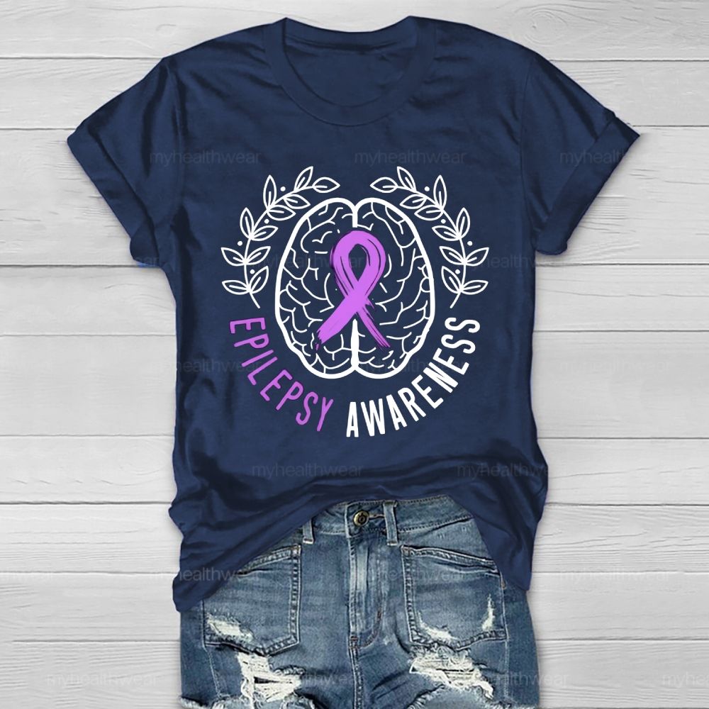 Epilepsy Awareness Purple Ribbon Brain Healthwear T-shirt
