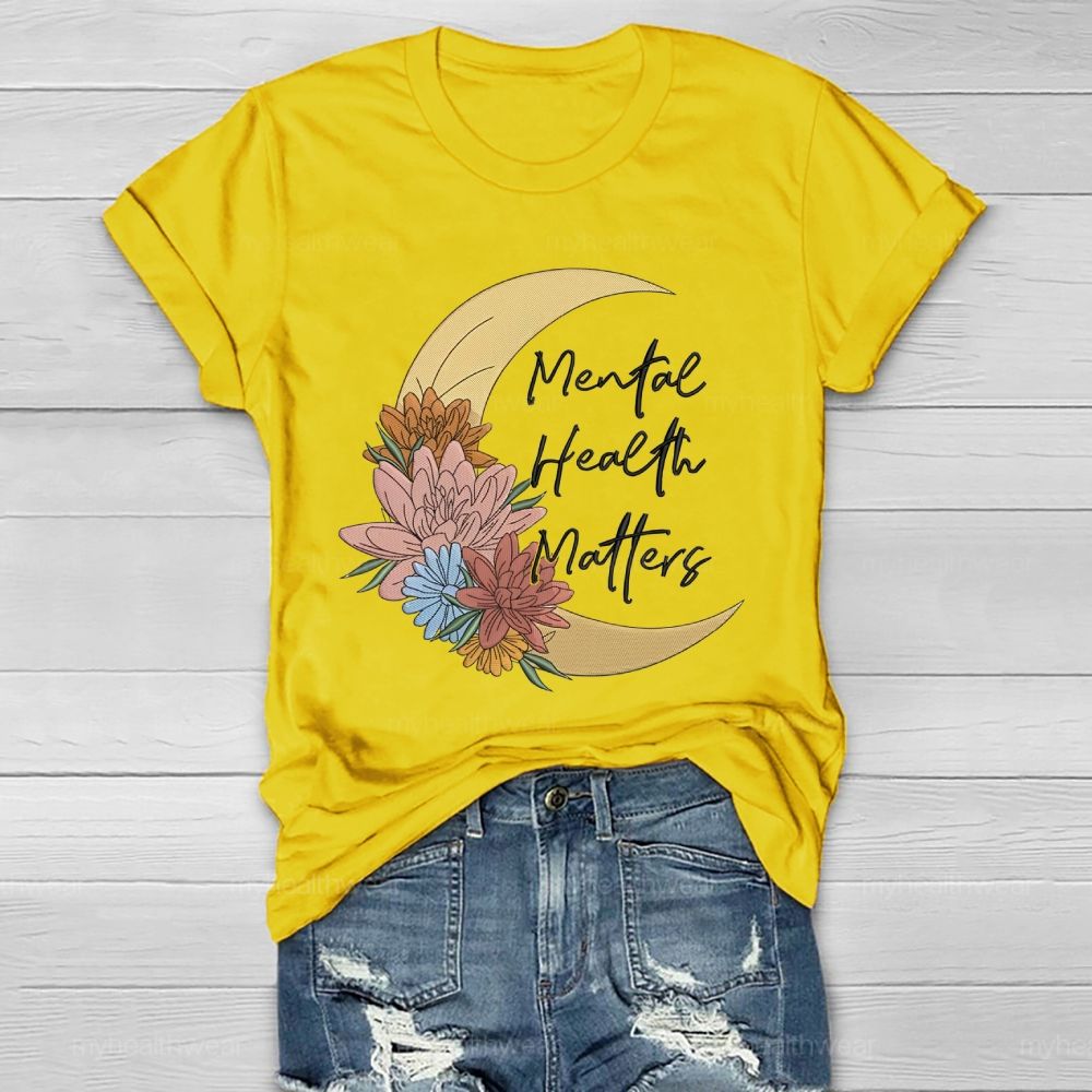 Mental Health Matters Moon Flower Healthwear T-shirt