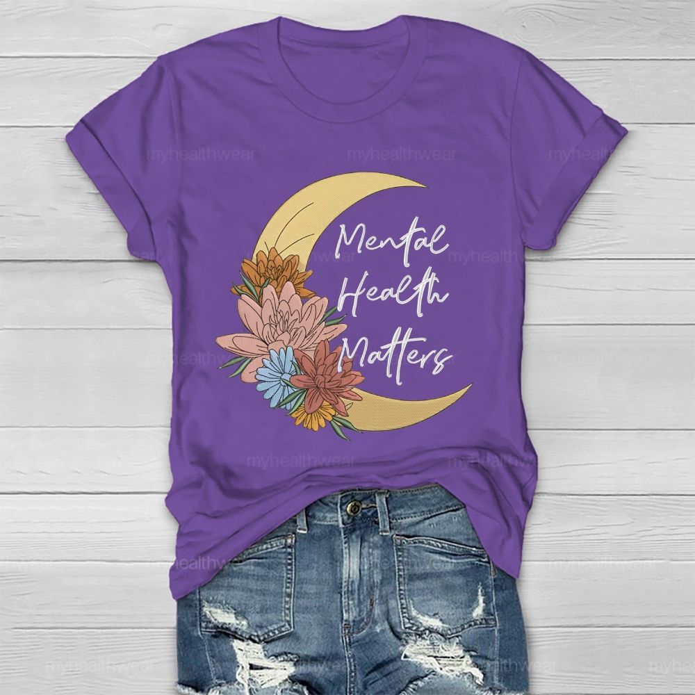 Mental Health Matters Moon Flower Healthwear T-shirt