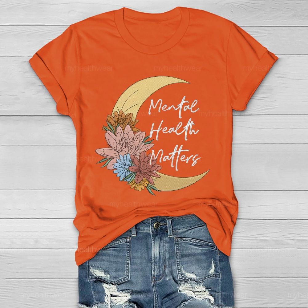 Mental Health Matters Moon Flower Healthwear T-shirt