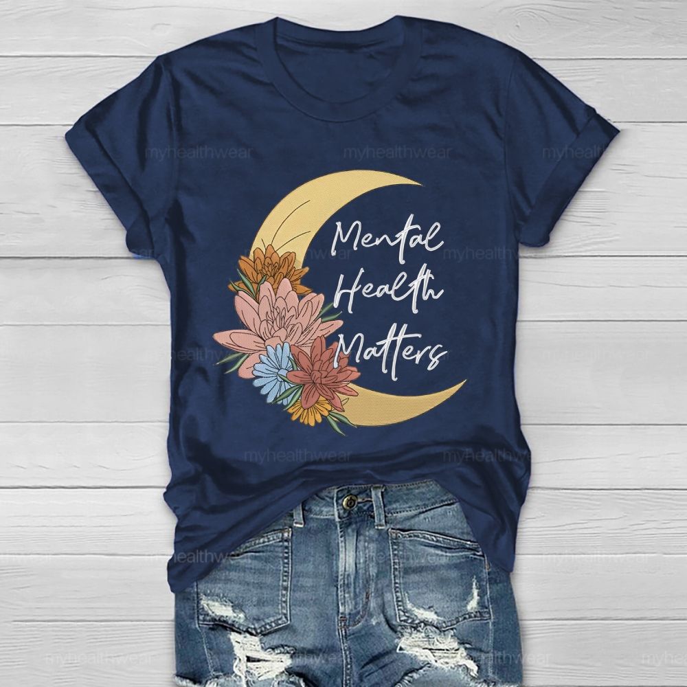 Mental Health Matters Moon Flower Healthwear T-shirt