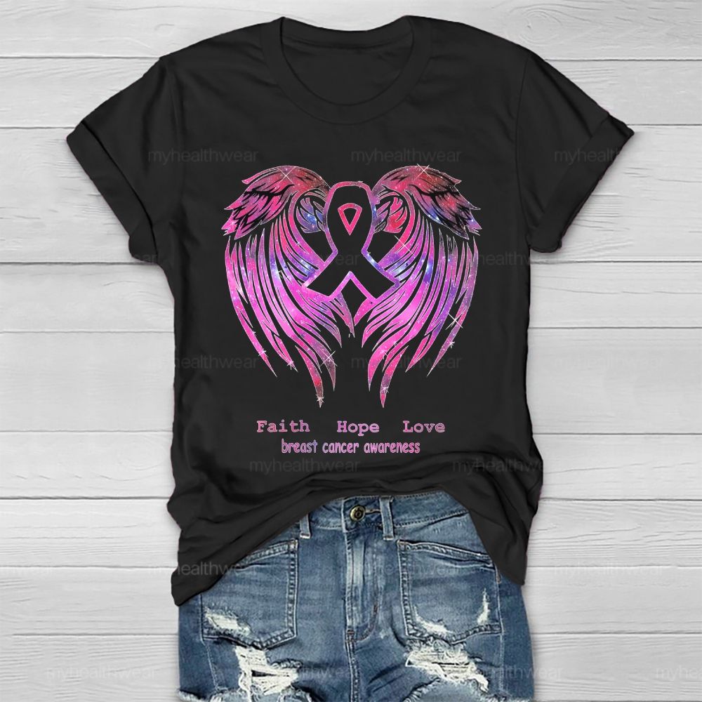 Faith Hope Love Breast Cancer Awareness Healthwear T-shirt