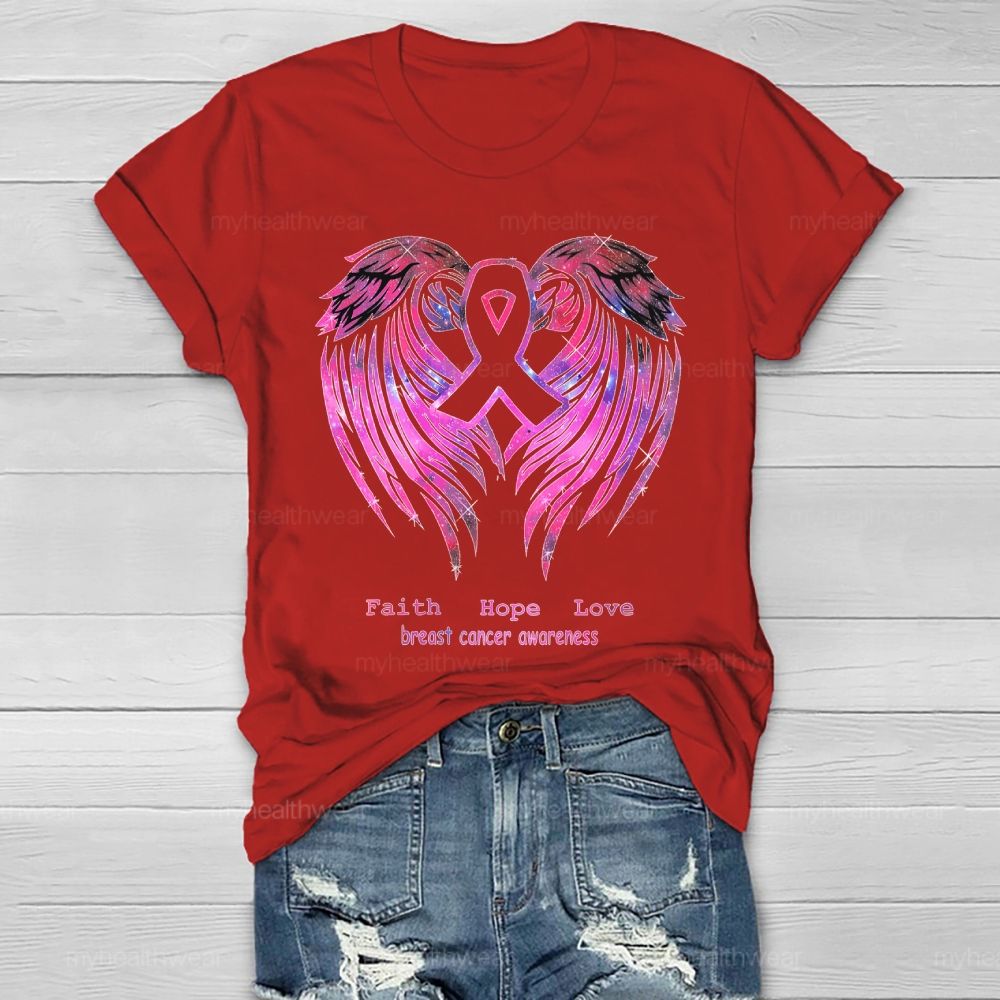 Faith Hope Love Breast Cancer Awareness Healthwear T-shirt