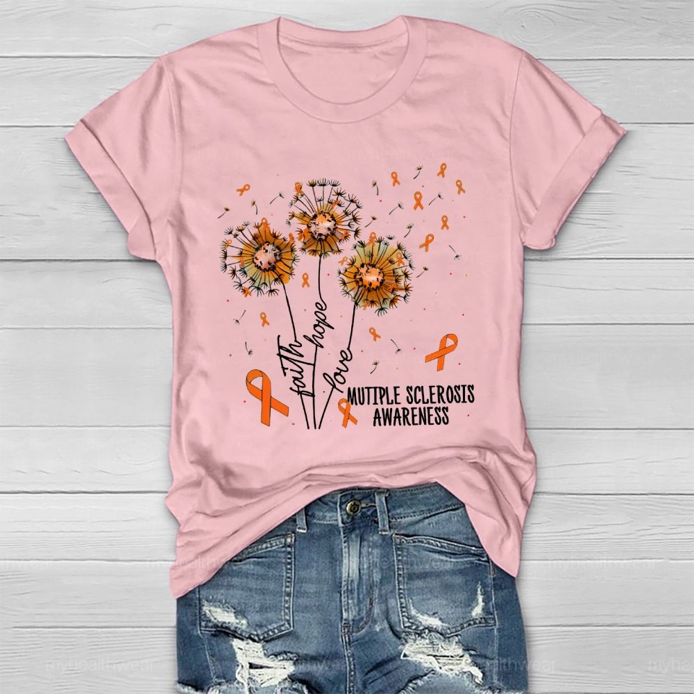 Hope Faith Love  Multiple Sclerosis Awareness Healthwear T-shirt