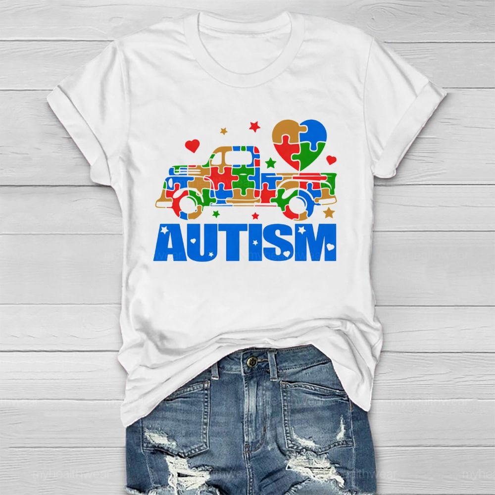 Autism Puzzle Car  Star Healthwear T-shirt