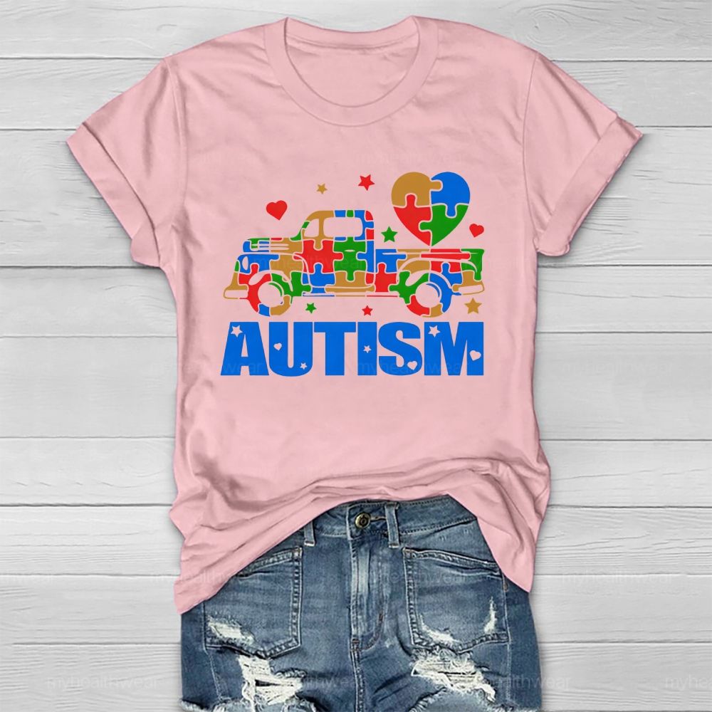 Autism Puzzle Car  Star Healthwear T-shirt