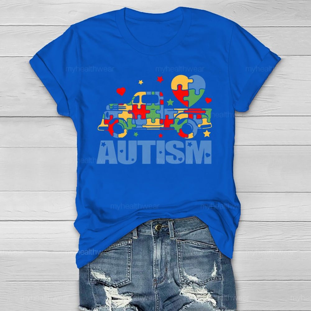 Autism Puzzle Car  Star Healthwear T-shirt