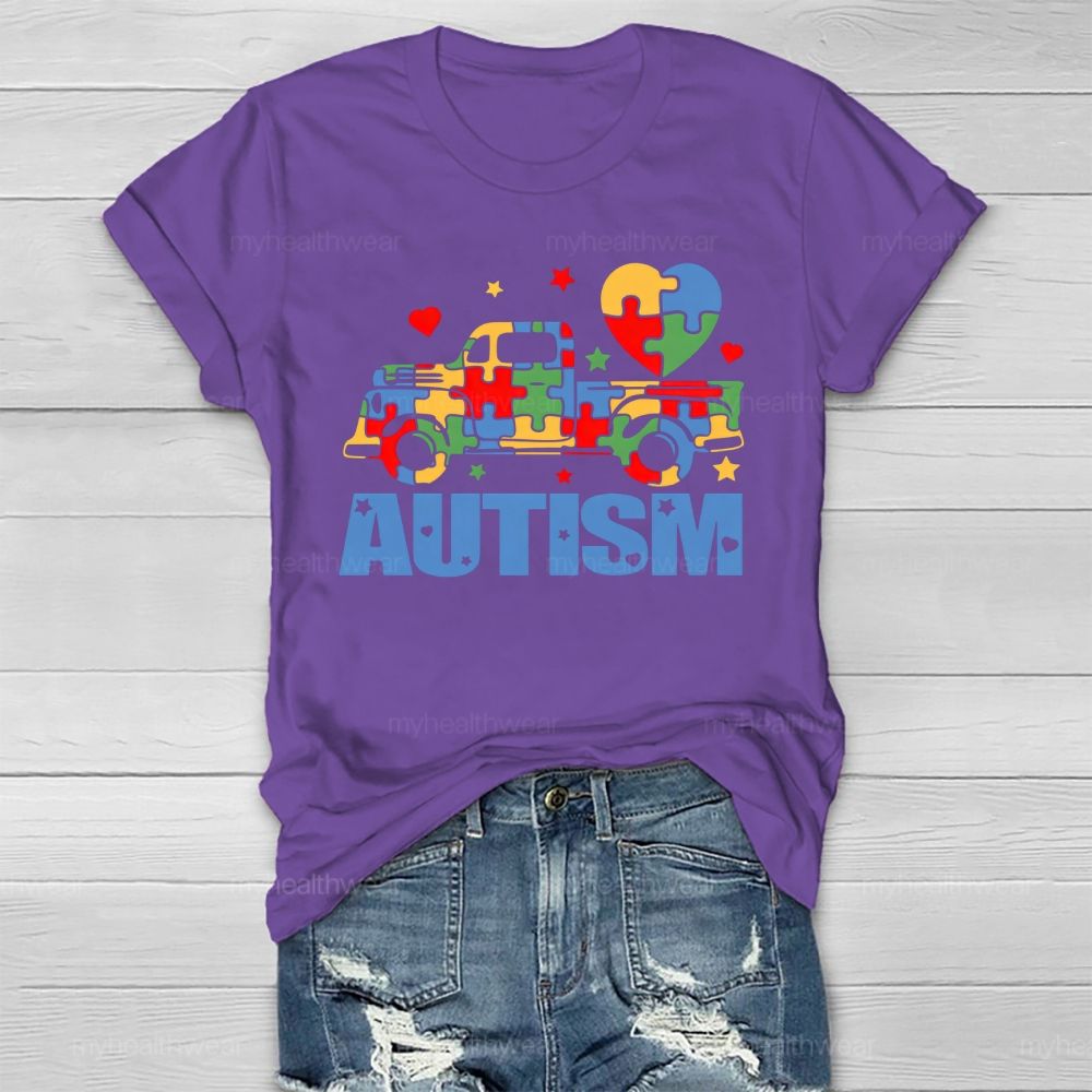 Autism Puzzle Car  Star Healthwear T-shirt
