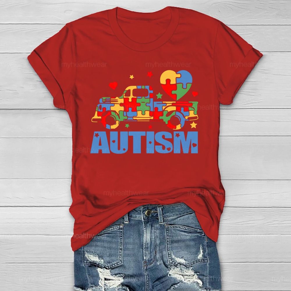 Autism Puzzle Car  Star Healthwear T-shirt