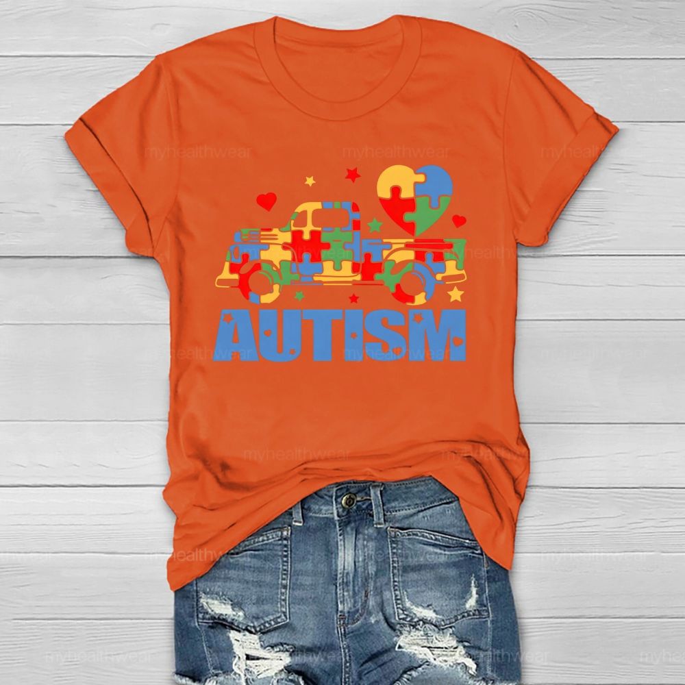 Autism Puzzle Car  Star Healthwear T-shirt