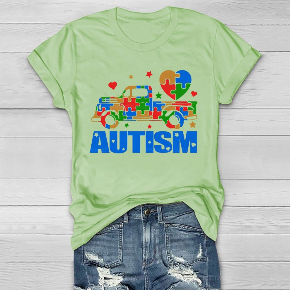 Autism Puzzle Car  Star Healthwear T-shirt