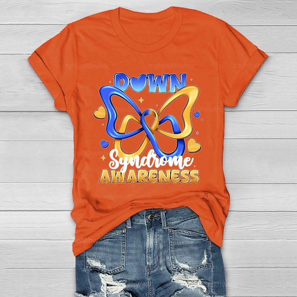Down Syndrome Awareness Butterfly Healthwear T-shirt