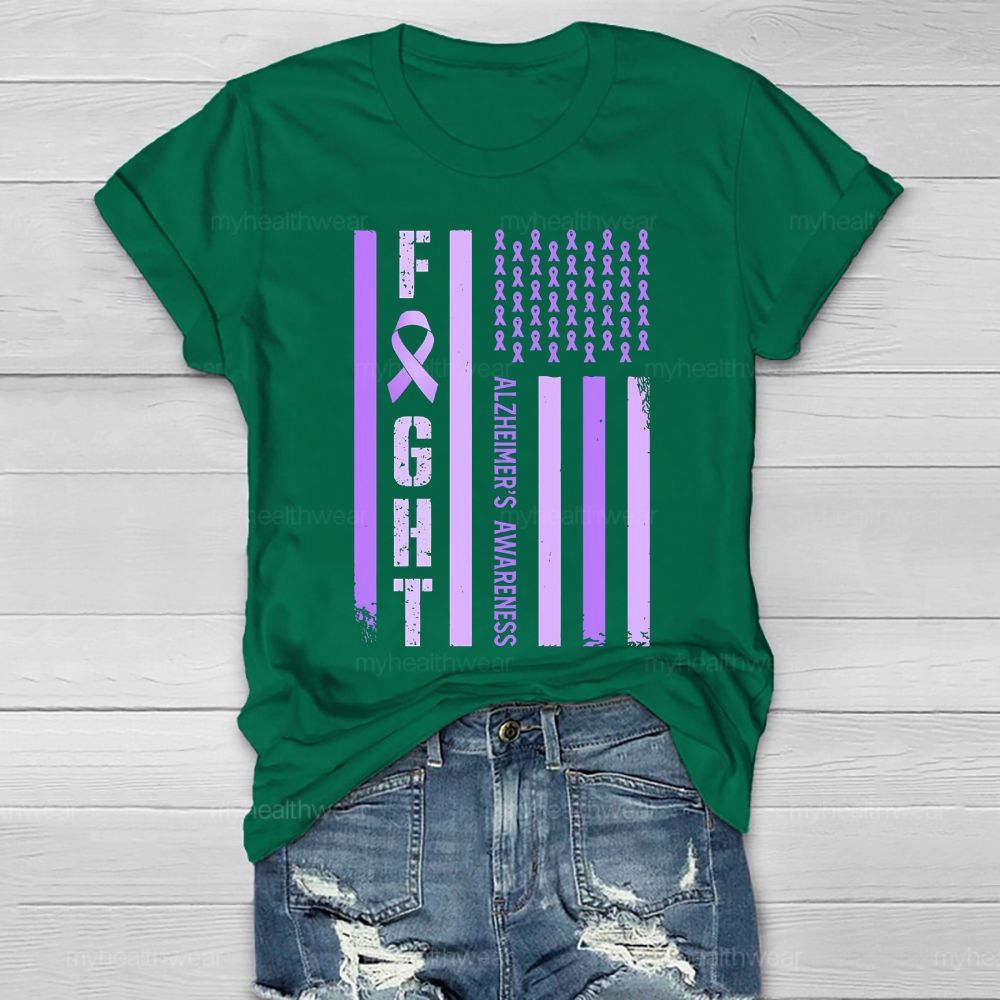 Fight  Alzheimer's Awareness Flag Healthwear T-shirt