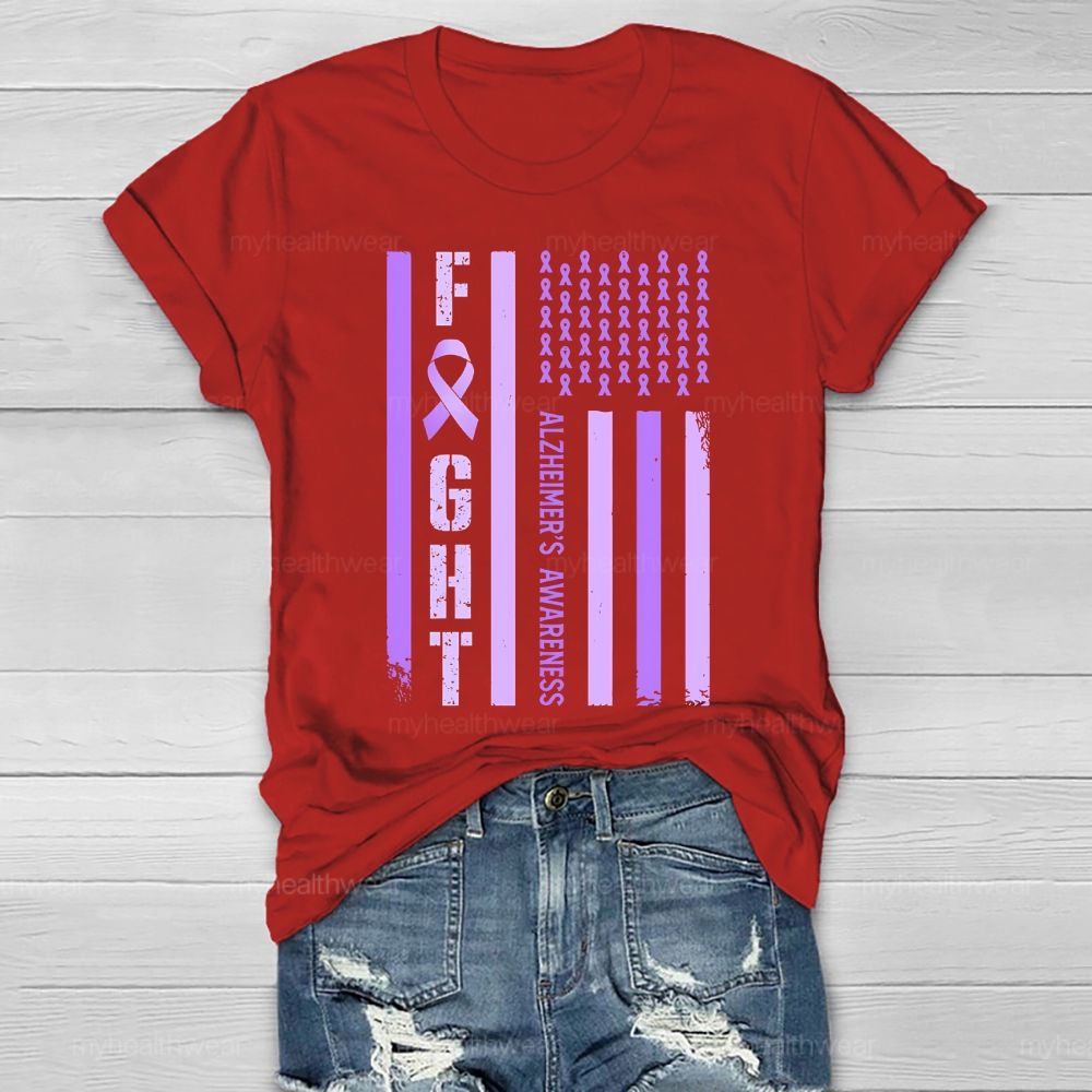 Fight  Alzheimer's Awareness Flag Healthwear T-shirt